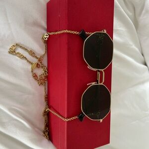 Valentino By Mario Valentino Black Sunglasses with Gold Chain
